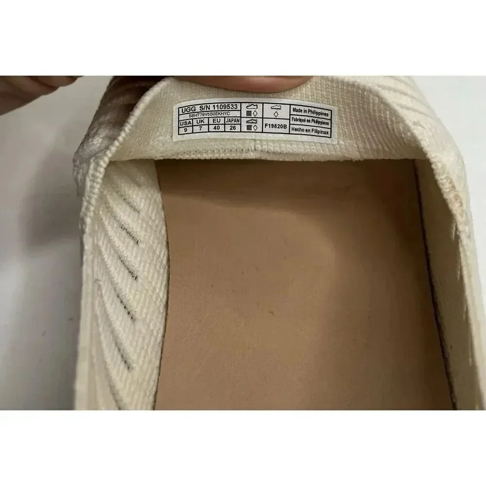 UGG Sammy Breeze Women's Size 9 Ivory Beige Rib Knit Sheer‎ Slide On Sneaker